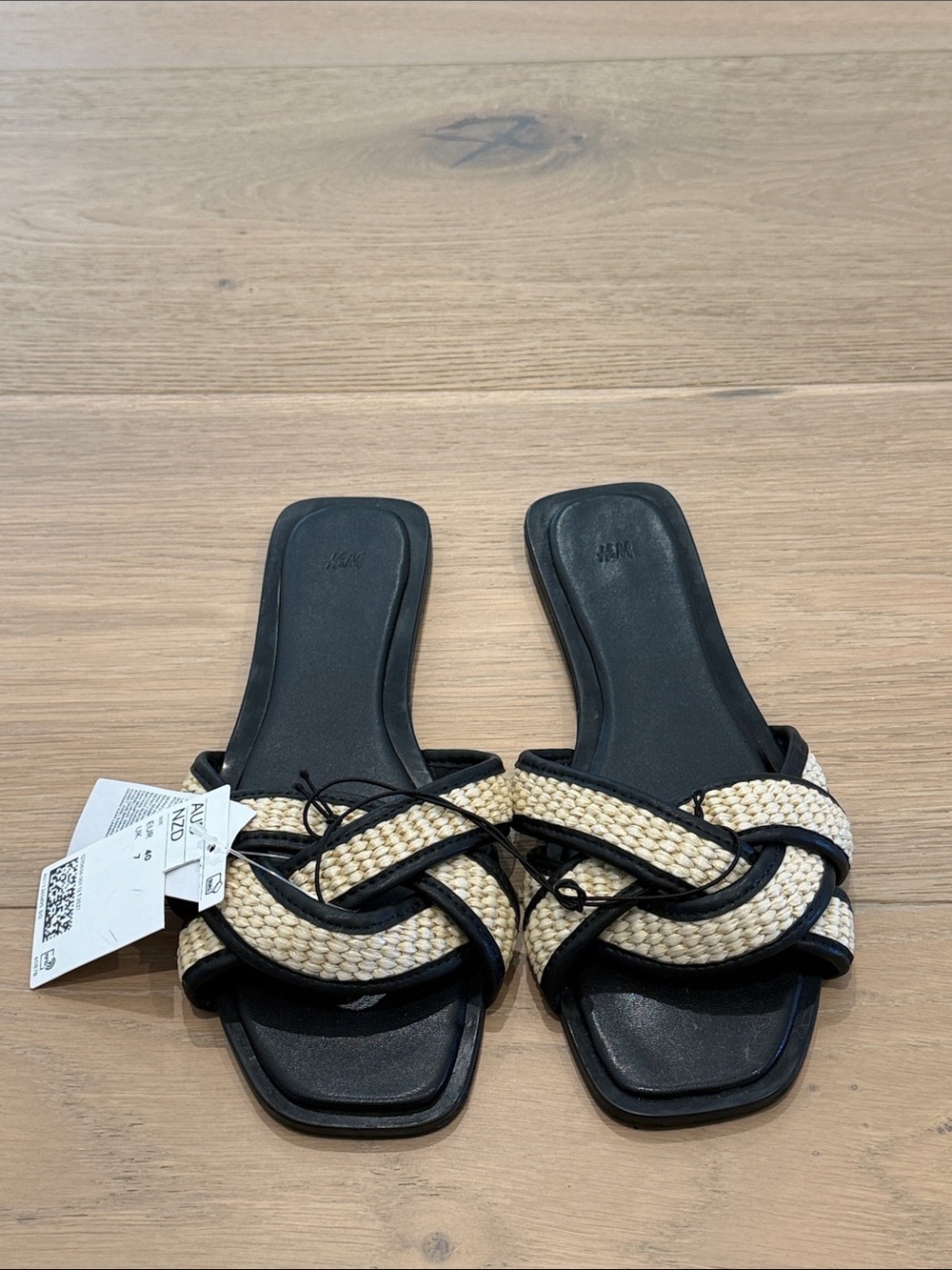 H&M Braided Slide Sandals - Black & Natural